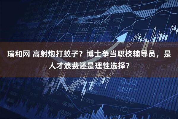 瑞和网 高射炮打蚊子？博士争当职校辅导员，是人才浪费还是理性选择？